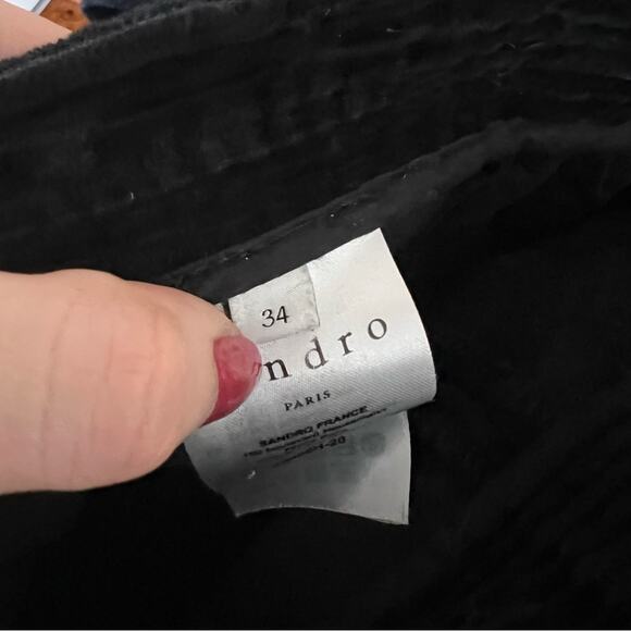 Sandro Divine Cropped Flared Corduroy Pants in Black - Picture 7 of 9